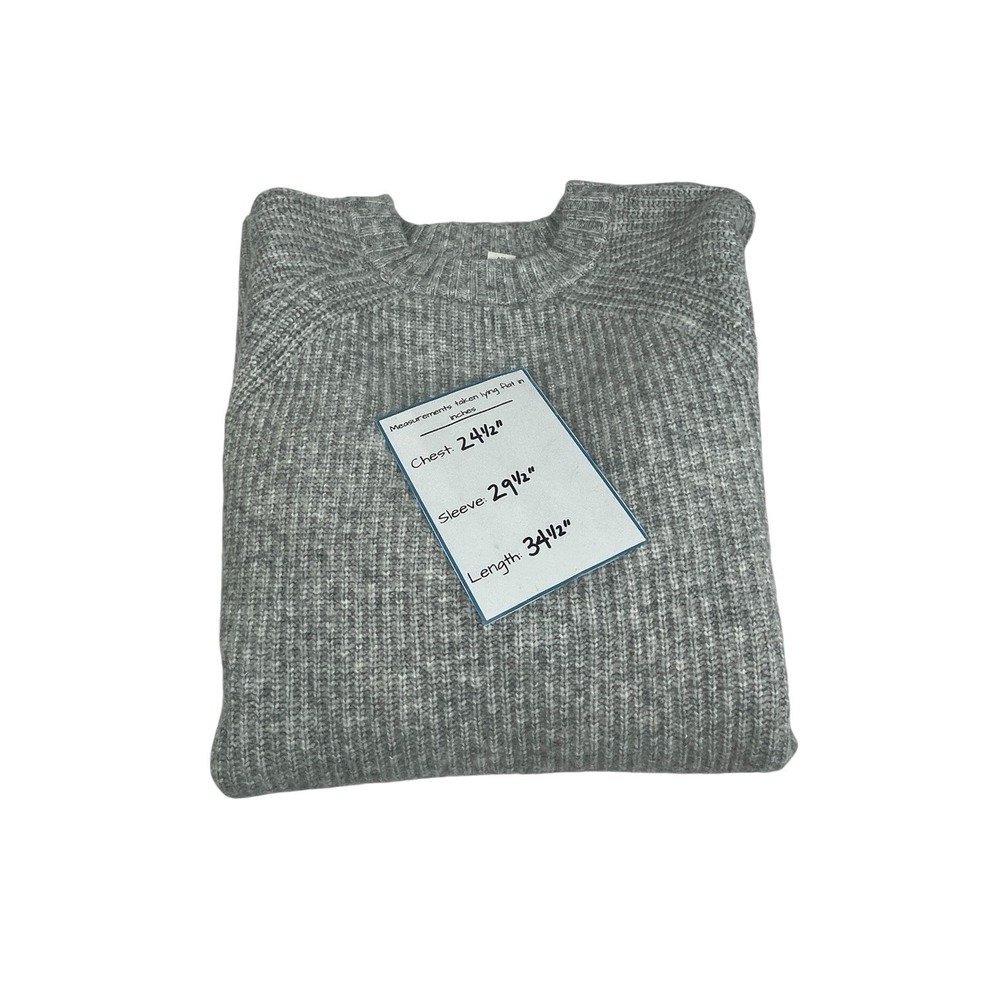 H&M Women's Gray Ribbed Knit Sweater Dress Size M Long Sleeve Pullover Cozy - Picture 3 of 9